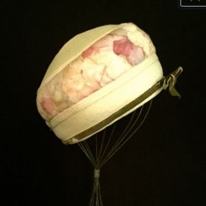 60's Mint Green Straw and Floral Hat  VS1703